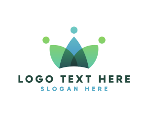 Vegan - People Crown Leaf logo design