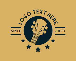 Record - Guitar Music Instrument logo design