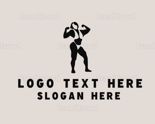 Muscular Female Bodybuilder Logo