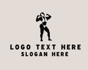 Weightlifting - Muscular Female Bodybuilder logo design