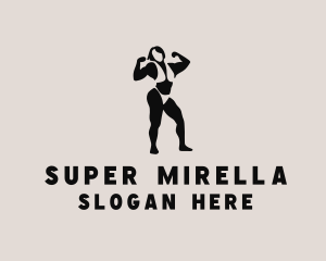 Muscular Female Bodybuilder Logo