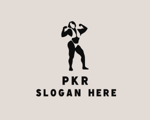 Muscular Female Bodybuilder Logo