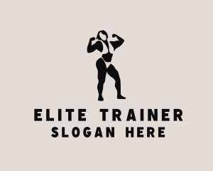 Muscular Female Bodybuilder logo design