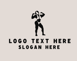 Muscular Female Bodybuilder Logo