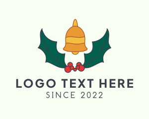 Festive Season - Mistletoe Holly Bell logo design