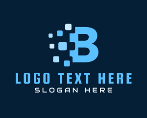 Cyber - Blue Pixel Letter B logo design