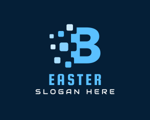 Blue Pixel Letter B Logo