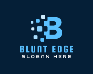 Blue Pixel Letter B logo design