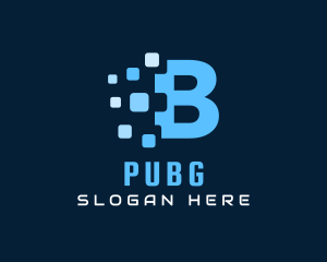 Pixelized - Blue Pixel Letter B logo design