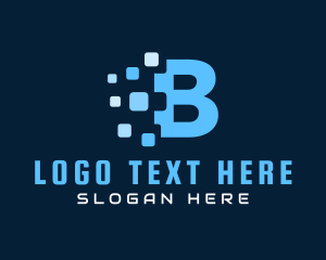 Pb - Blue Pixel Letter B logo design