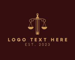 Court House - Justice Scale Sword logo design