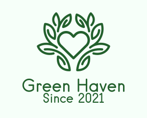 Green Plant Heart  logo design