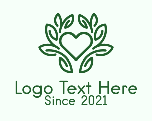 Vegan - Green Plant Heart logo design