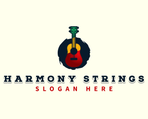 Reggae Guitar Instrument logo design