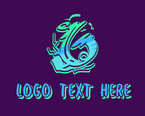 Teen - Neon Graffiti Art Number 6 logo design