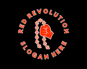 Red Protester Riot logo design