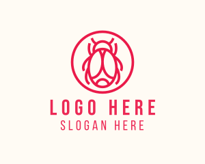 Pink And White - Modern Minimalist Bug logo design