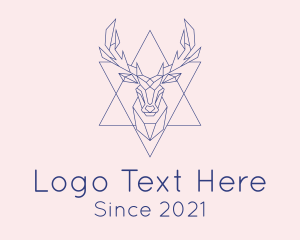 Antlers - Geometric Deer Head logo design