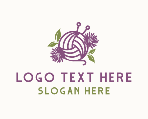 Knit - Floral Knit Yarn logo design