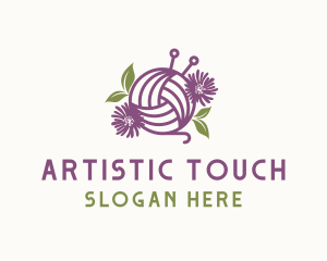 Floral Knit Yarn logo design