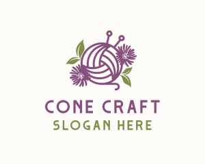 Floral Knit Yarn logo design