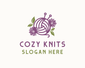 Floral Knit Yarn logo design