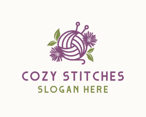 Floral Knit Yarn logo design