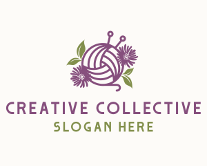 Floral Knit Yarn logo design