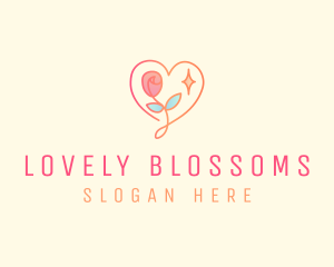 Lovely - Love Heart Rose logo design