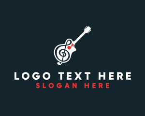 Guitar-head - Clef Guitar Instrument logo design