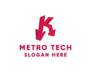 Metro - 3D Graffiti Letter K logo design