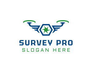 Survey - Drone Surveillance Camera Wings logo design