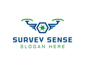 Survey - Drone Surveillance Camera Wings logo design