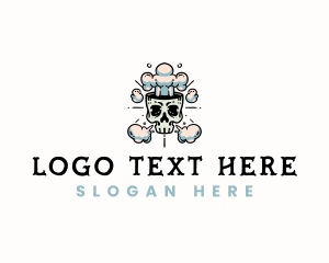 Hookah - Skull Smoke Vapor logo design