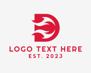 Red - Fire Restaurant Letter D logo design
