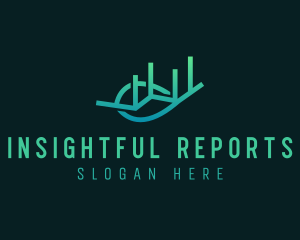 Report - Gradient Leaf Stocks Chart logo design