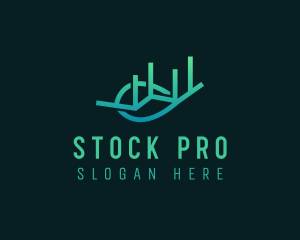 Stock - Gradient Leaf Stocks Chart logo design