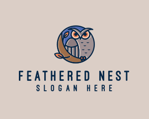 Feathers - Night Owl Bird logo design