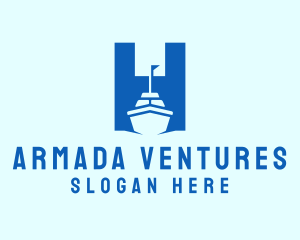 Armada - Cruise Ship Letter H logo design