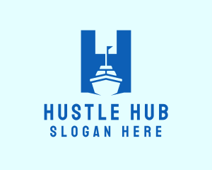 Cruise Ship Letter H logo design