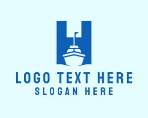 Navy - Cruise Ship Letter H logo design