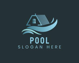 Village - House Roof Waves logo design
