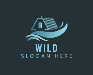 Splash - House Roof Waves logo design