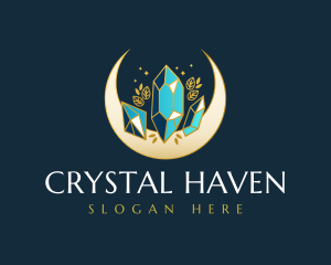 Crystal Moon Gem logo design