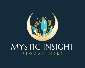 Crystal Moon Gem logo design