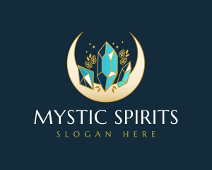 Crystal Moon Gem logo design