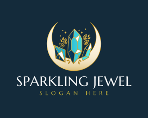 Crystal Moon Gem logo design