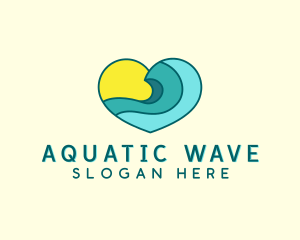 Swimmer - Sunset Sea Wave logo design