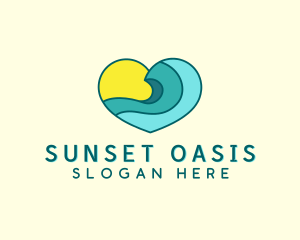 Sunset Sea Wave logo design