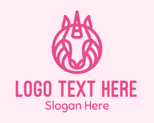 Pink - Pink Minimalist Unicorn logo design